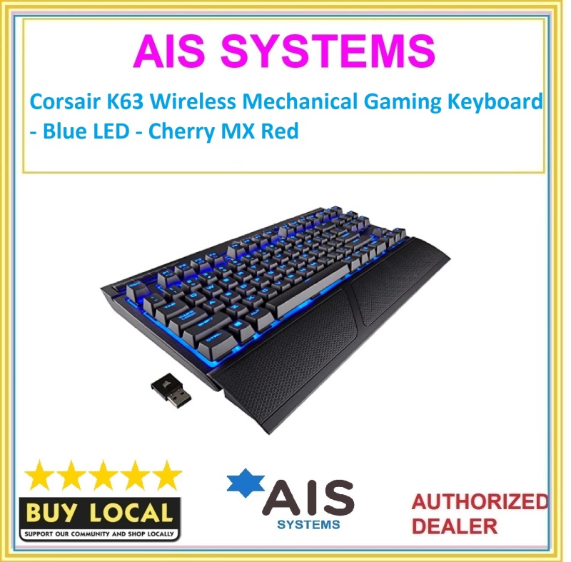 Corsair K63 Wireless Mechanical Gaming Keyboard - Blue LED - Cherry MX Red Singapore