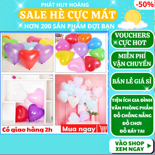 Túi 10 bong bóng trái tim nhiều màu cực đẹp  ✓ bong bóng sinh nhật ✓ bong bóng trang trí đẹp ✓ bong bóng khổng lồ ✓ Phát Huy Hoàng