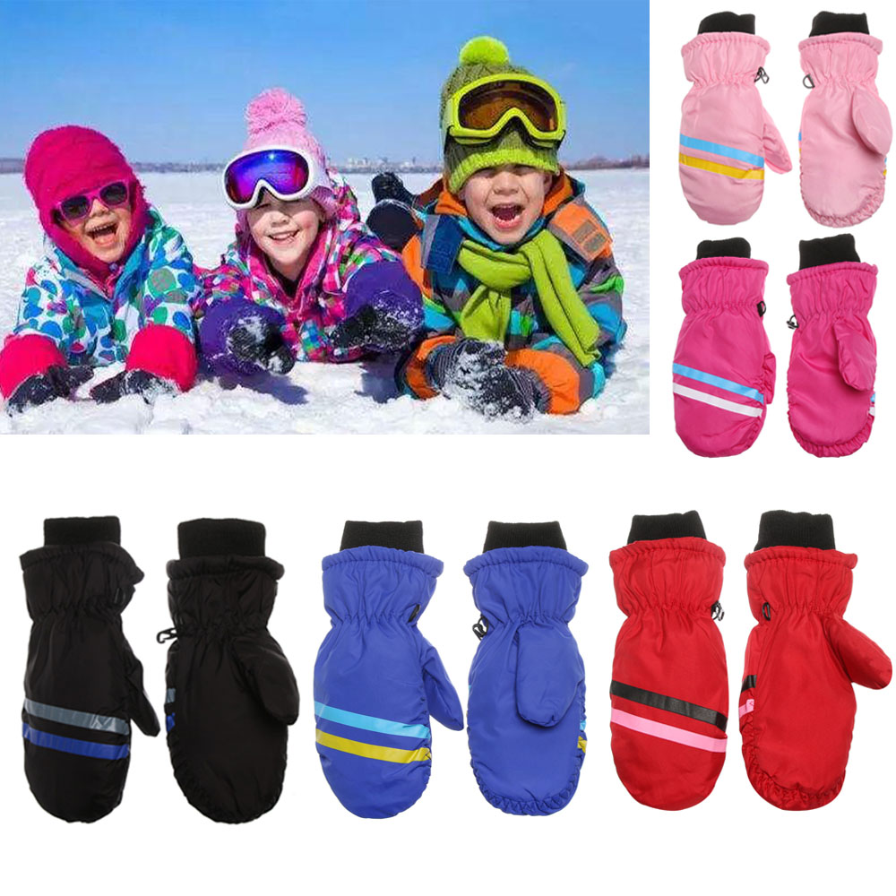 Okdeals thời trang mùa đông Phải dày chống nước cản gió ấm áp dài tay Mitten tuyết Snowboard găng tay trượt tuyết trẻ em ngoài trời cưỡi