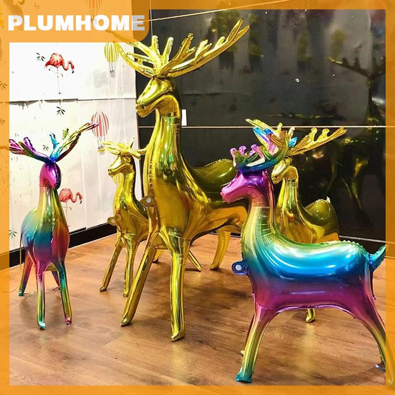 PLUMHOME Bong bóng hươu giáng sinh Bong Bóng động vật đứng nhiều màu đồ chơi bơm hơi cho trẻ em