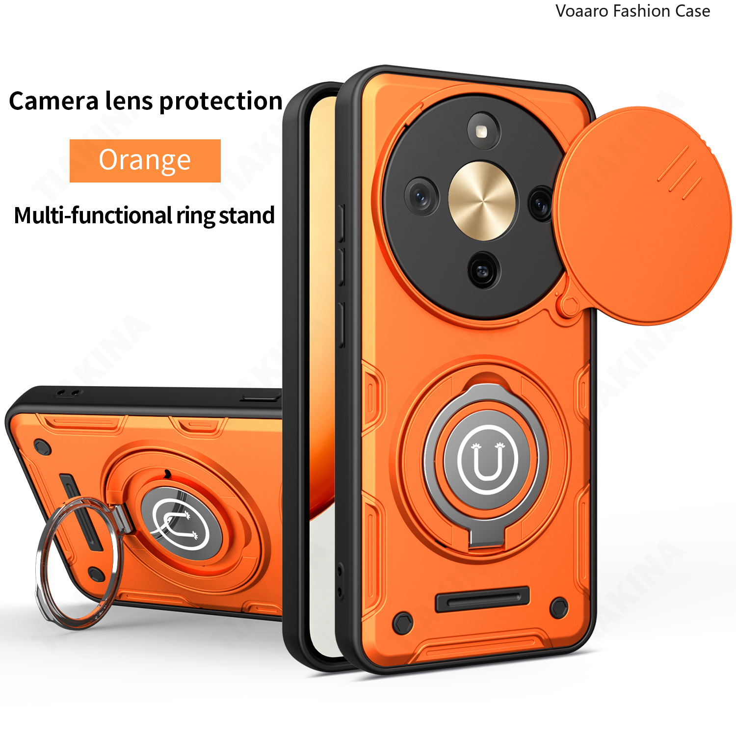 Slide Lens Camera Protection Funda for Honor X9D 5G Case Magnetic Rotate Ring Kickstand Cover for Honor X70 5G Armor Case - Image 3