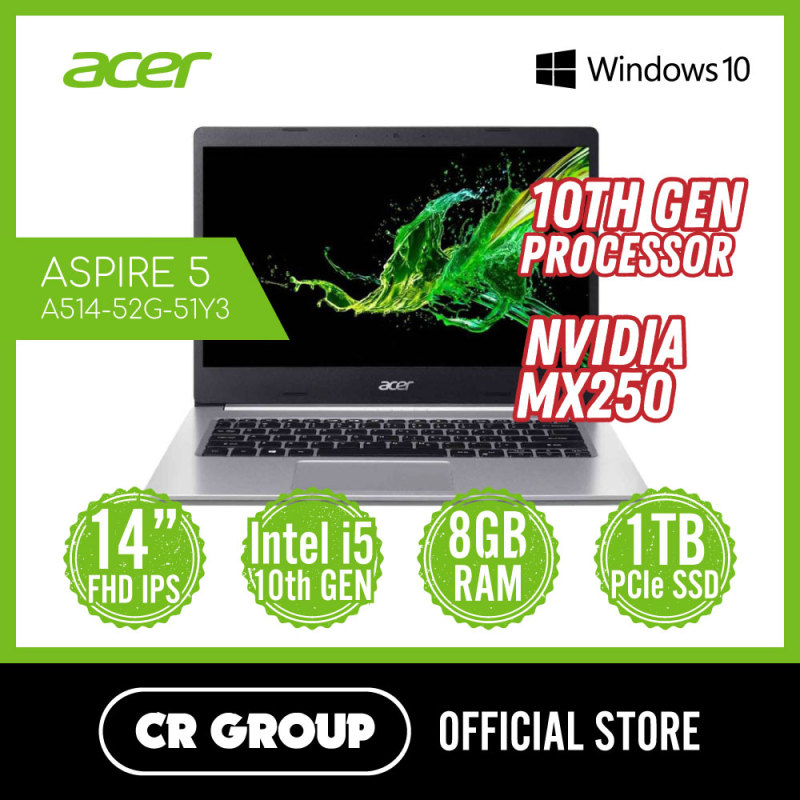 Acer ASPIRE 5 A514-52G-51Y3 14 FHD | 8GB Memory | 1TB PCle SSD | NVIDIA® GeForce® MX250 Graphics | Windows 10 Home