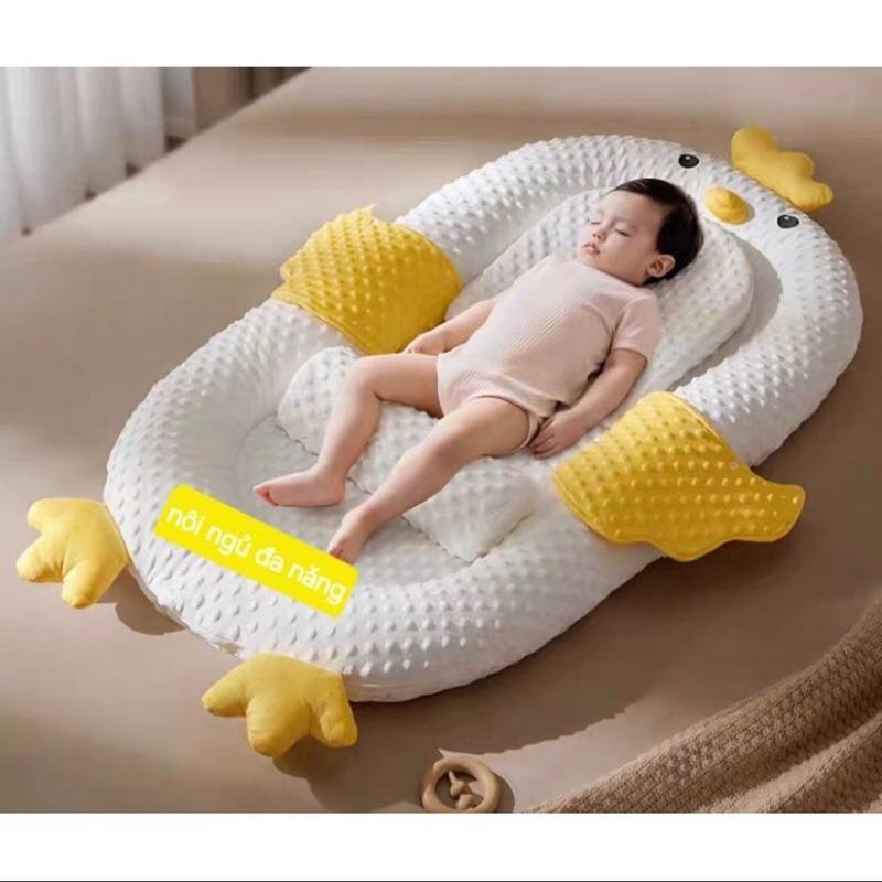 Đệm ngủ hàn quốc cho bé sơ sinhnệm cho bé sơ sinh đệm nôi gối đa năng nôi ngủ chung giường cho bé nôi chống trào ngược đa năng vải nhung 3D mát xa (Hàng cao cấp)cho bé Nhộng Chũn