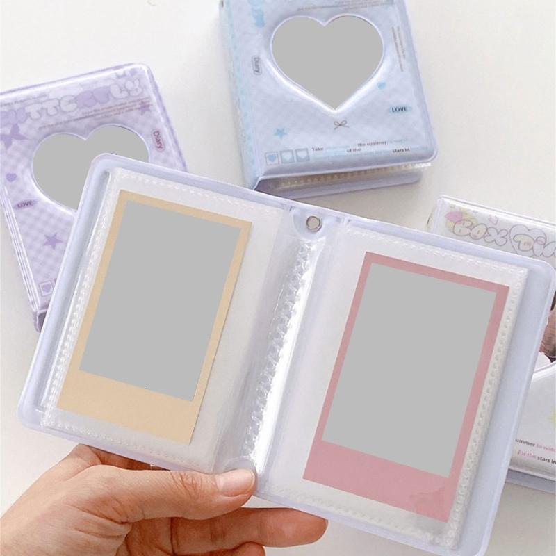 Xách tay 3inch thẻ Album Tim Rỗng thiết kế giá để ảnh với 40 Túi photocard chất kết dính cho sinh viên và người lớn