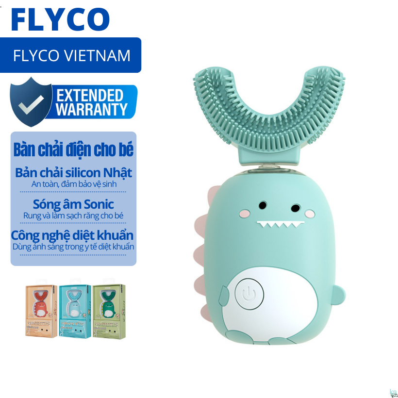 Bàn Chải Điện Đánh Răng Cho Bé Flyco Công Nghệ sóng âm Sonic