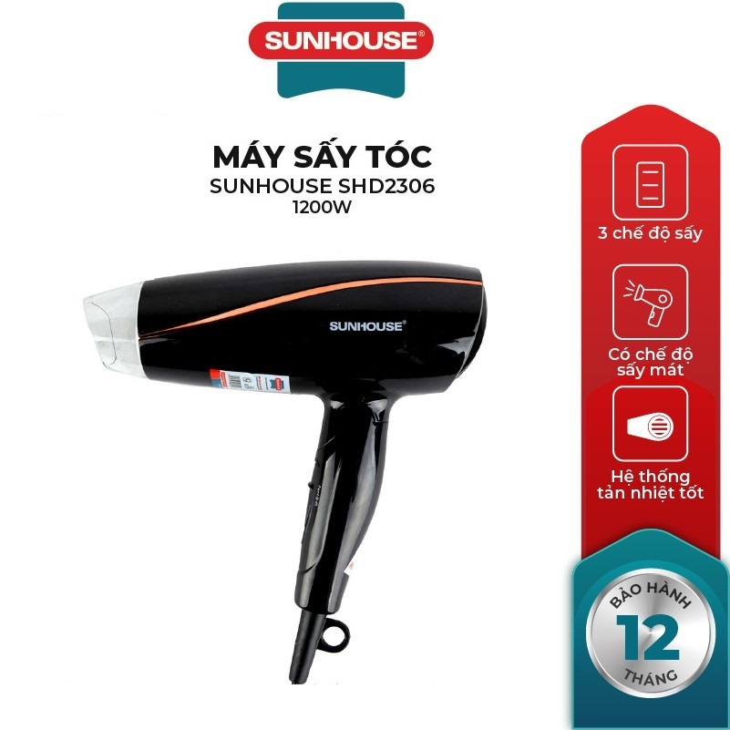 Máy sấy tóc sunhouse màu đen 1200w shd2306