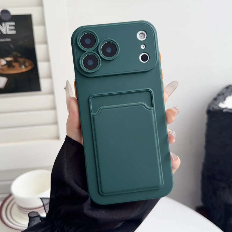 【A VOGUE】  Soft Skin Feel Credit Card Slot Card Holder Case For iPhone 17 Pro Max 17 Pro Air 16e 16 