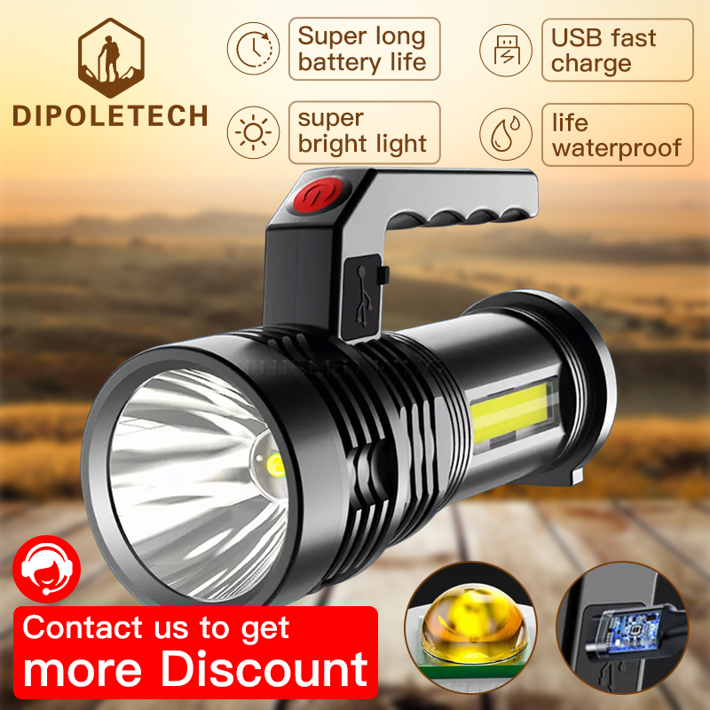 Đèn Pin LED Mạnh Mẽ Đèn Pin LED T6 Cầm Tay Đèn Tìm Kiếm Sạc USB Đèn Rọi