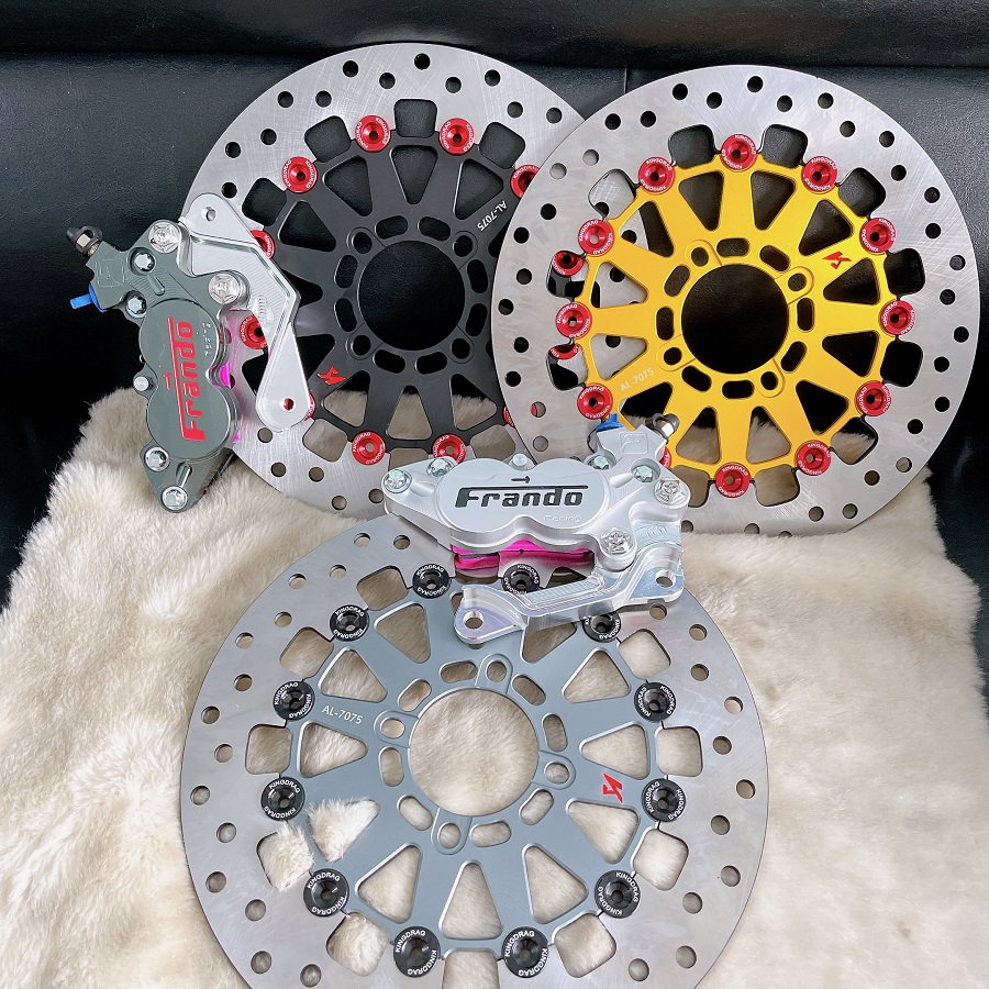 Combo heo pát đĩa lắp như zin cho sirius_heo frando 4pis bố hồng, đĩa kingdrag 267mm, pát cnc tặng 2 ốc heo