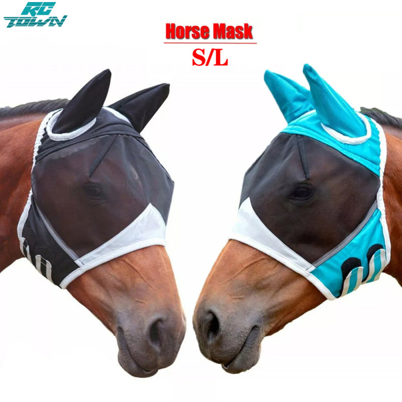 อุปกรณ์กีฬาและกิจกรรมกลางแจ้ง RCtown Horse Mask Adjustable Breathable Anti-uv Anti-mosquito Pet Summer Eye Shield Mesh Fly Protective Cover ราคา 147 บาท*ส่งฟรี