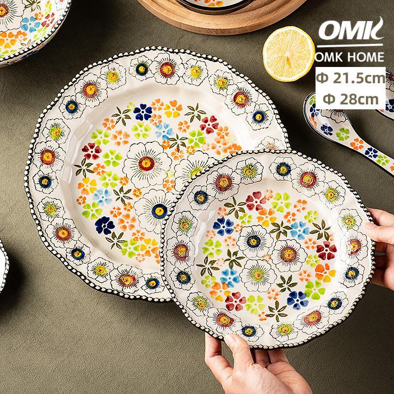 OMK Turkish Series Ceramics dinner plate Tableware set Domestic Plates Oval Fish Plate