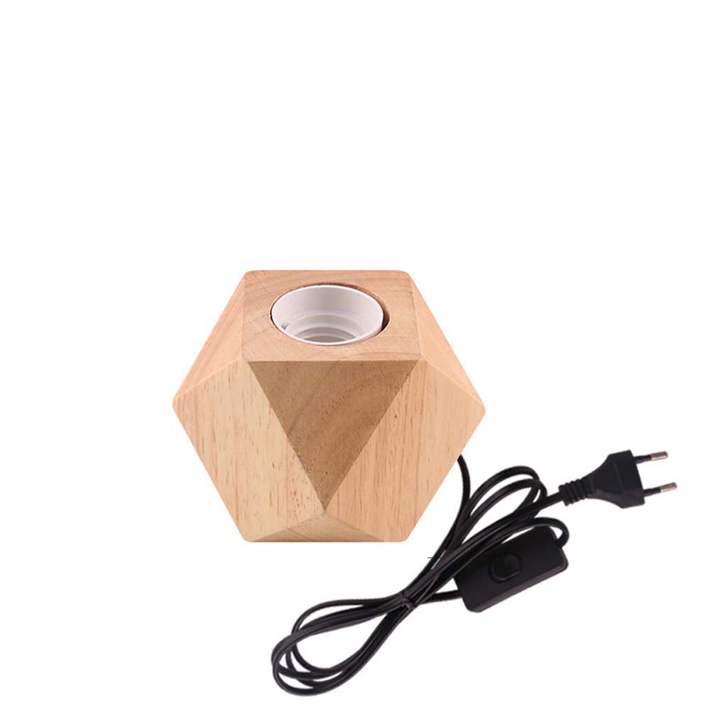 UMBRAULI Bedroom Polygon Solid Wood Night Light Living Room Home Decor Lamp Base Bulb Holder Lamp Stand Base Wood Lamp Holder