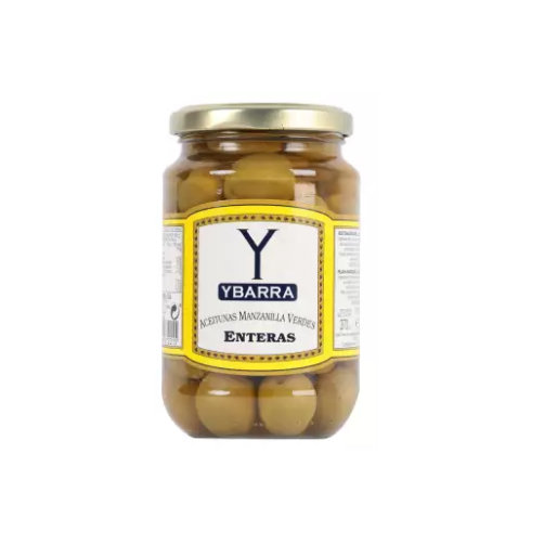 Trái Oliu Xanh Nguyên Hạt Hiệu Ybarra Plain Green Olives 370g