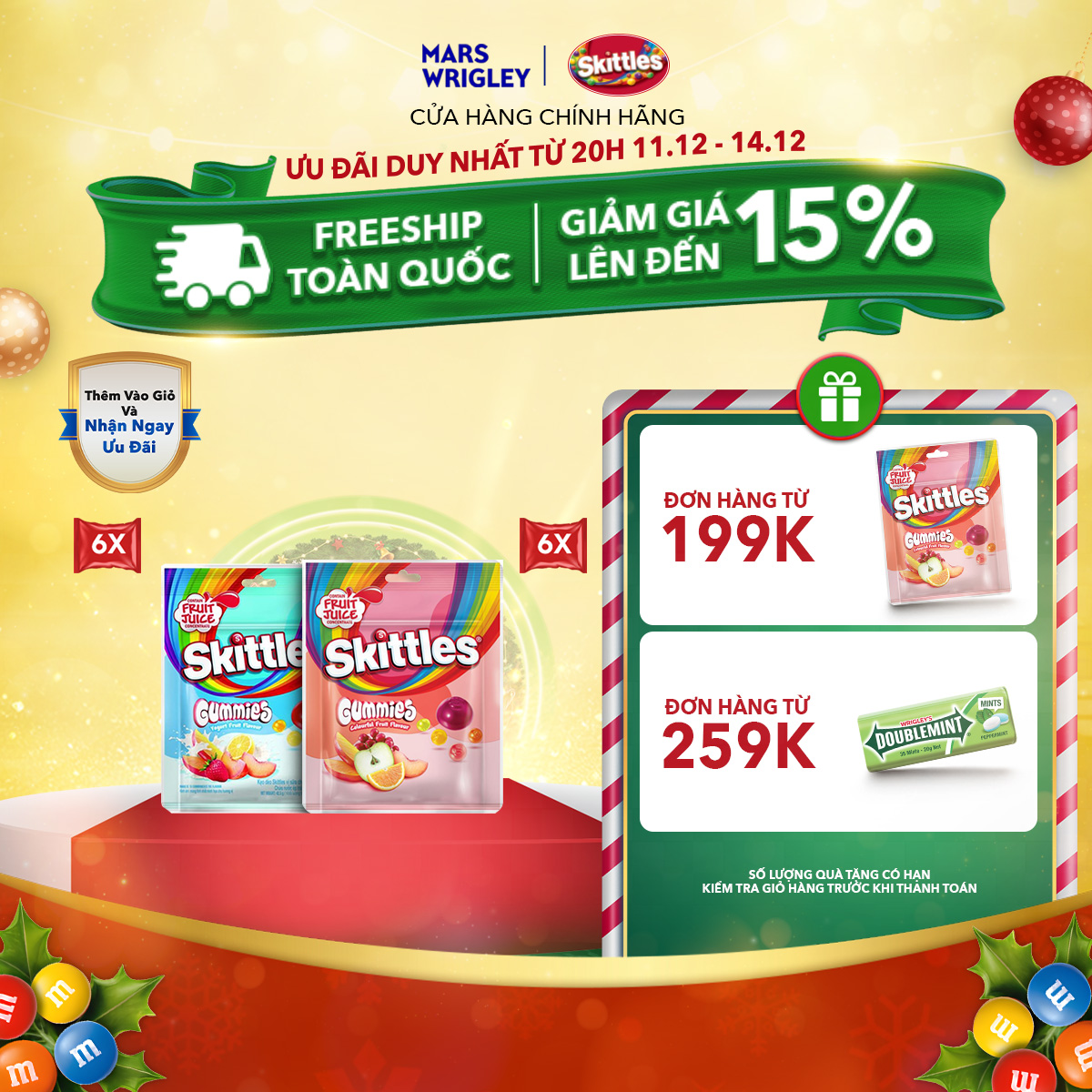  Combo 12 Gói kẹo dẻo Skittles Gummies mix vị - 6 gói vị trái cây và 6 gói vị sữa chua trái cây 
