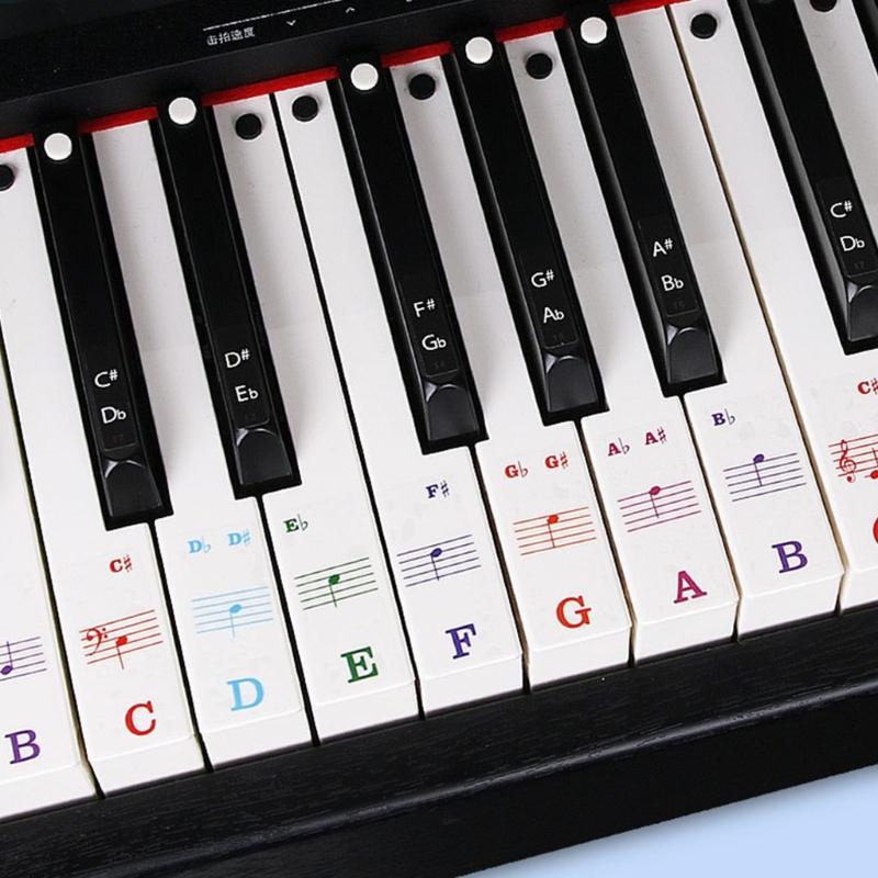Nhãn dán phím đàn piano ký hiệu nhân viên phù hợp với bàn phím 88 54 61 loại bỏ nhãn thực hành công cụ giáo dục âm nhạc có thể tái sử dụng
