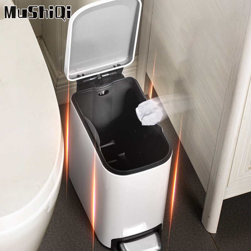 garbage can trash can 6L storage bucket trash can Garbage storage bin bathroom trash can Stainless steel material Pedal trash can ราคา 610 บาท*ส่งฟรี