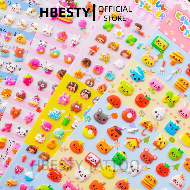 HBESTY Children's animal stickers cute small pattern food 3d three-dimensional bubble stickers girl kindergarten baby small sticker painting