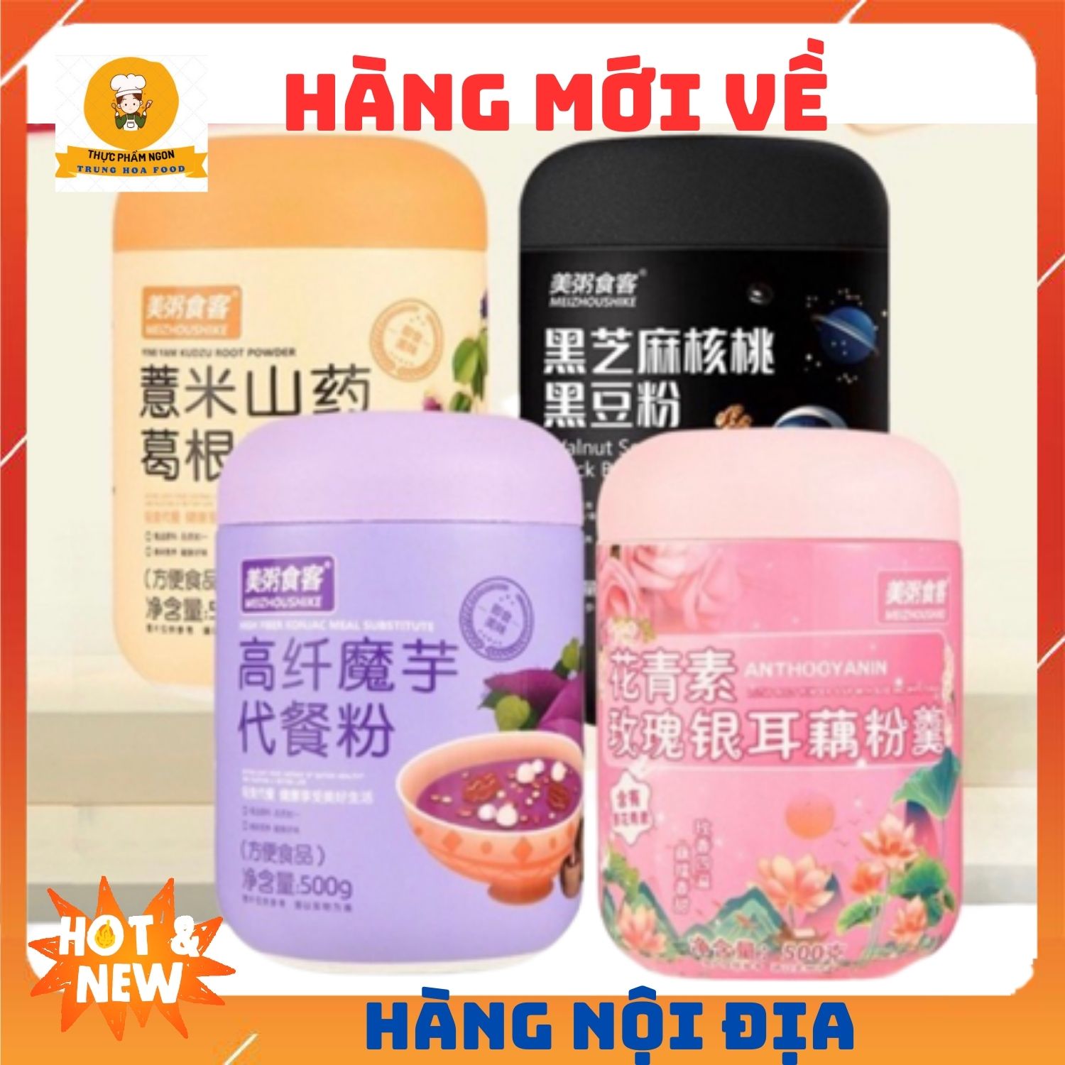 Hộp 500g bột củ sen, bột củ sen dinh dưỡng củ mài khoai môn mè đen