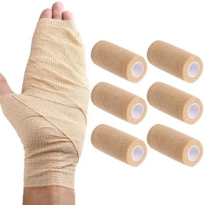 6 Packs First Aid Self Adhesive Cohesive Bandage, 10X450cm, Self Adherent Wrap, Non Woven Bandage Wrap