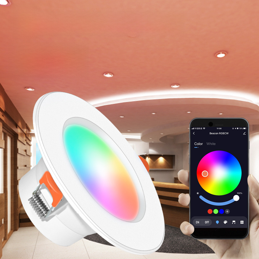 2024new Tuya Tuya Bluetooth Smart Downlight Alexa Voice Control Full Color Dimming RGBCW Google Spea