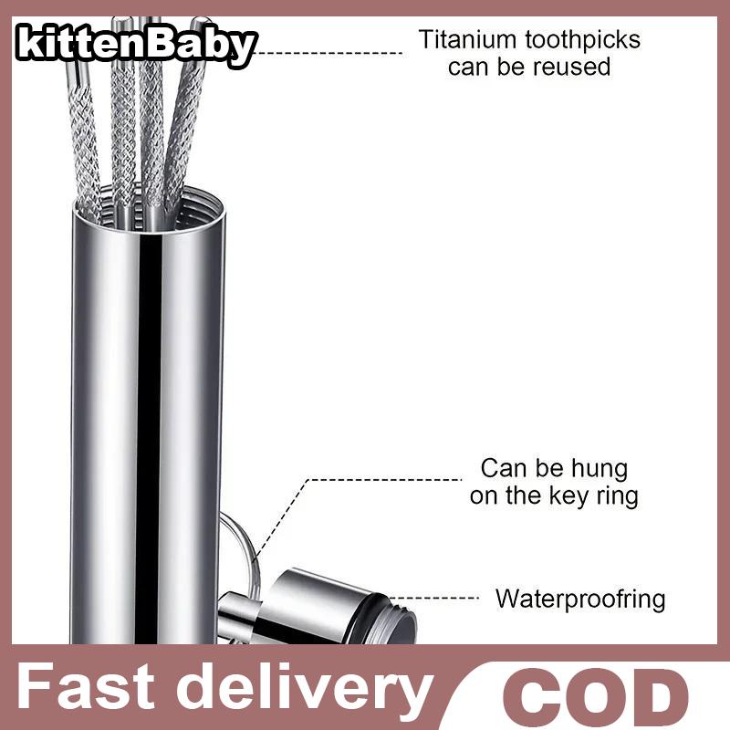kittenBaby ชุดไม้จิ้มฟันสแตนเลสแบบใช้ซ้ำได้ไม้จิ้มฟันขัดฟันแบบพกพาทำความสะอาดช่องปาก ราคา 29 บาท*ส่งฟรี
