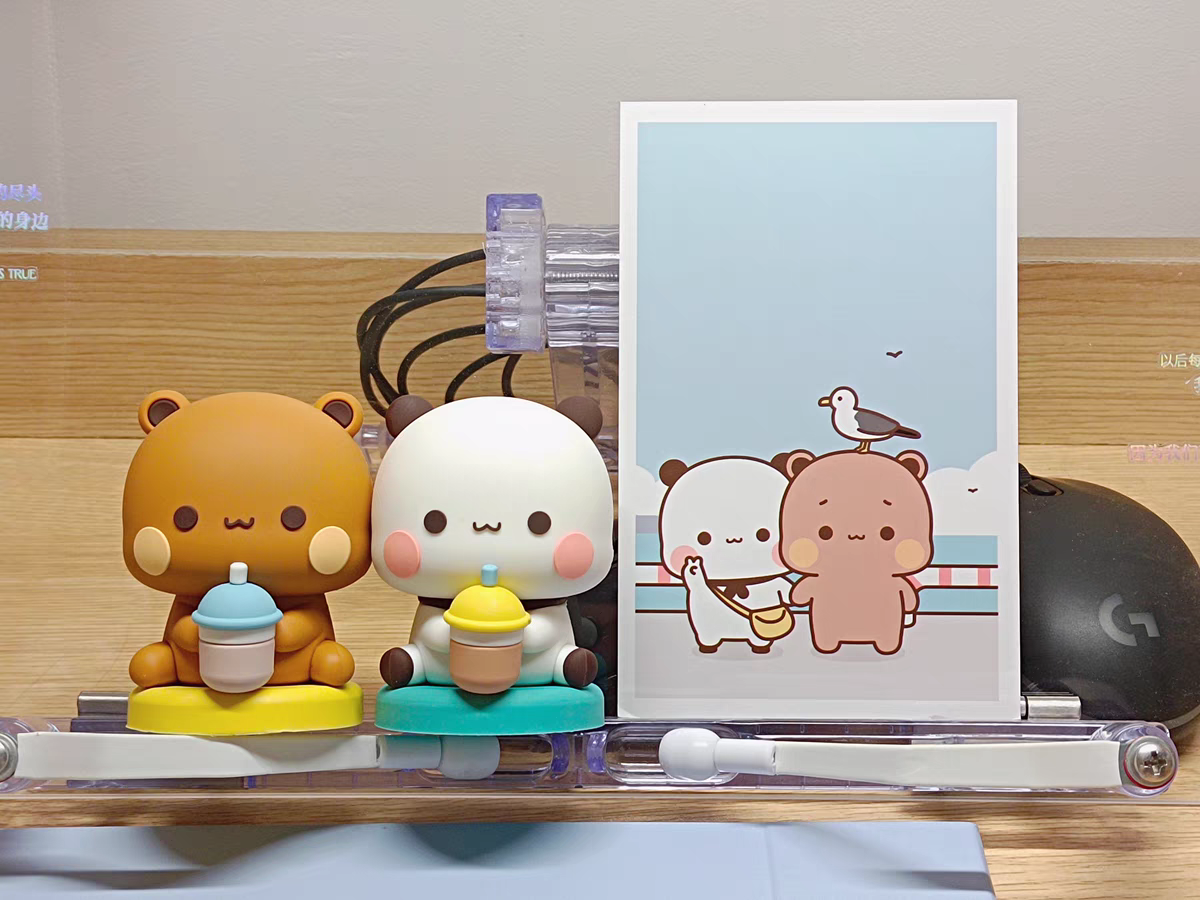 Yier dan Bubu figur Anime, mainan patung Model Resin Panda beruang