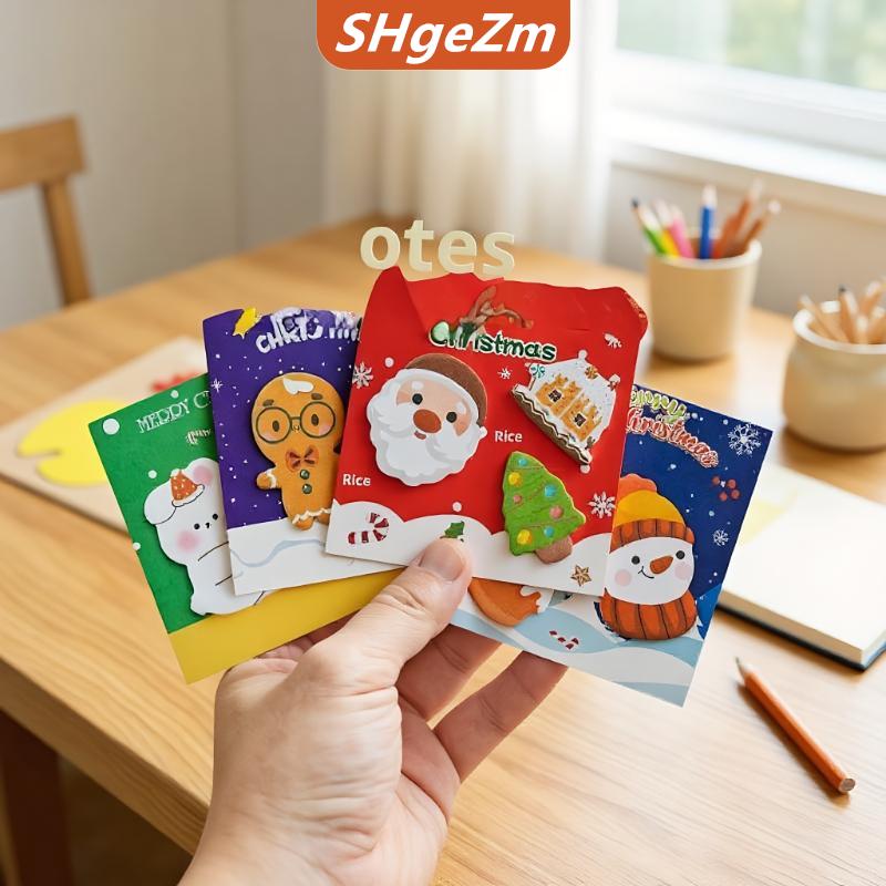 [COD] SHgeZm 2 cái giáng sinh dính Lưu ý phim hoạt hình phong cách dễ thương N lần Sticker DIY tin nhắn Memo sticker có thể dính Ins hình dính Lưu ý giấy