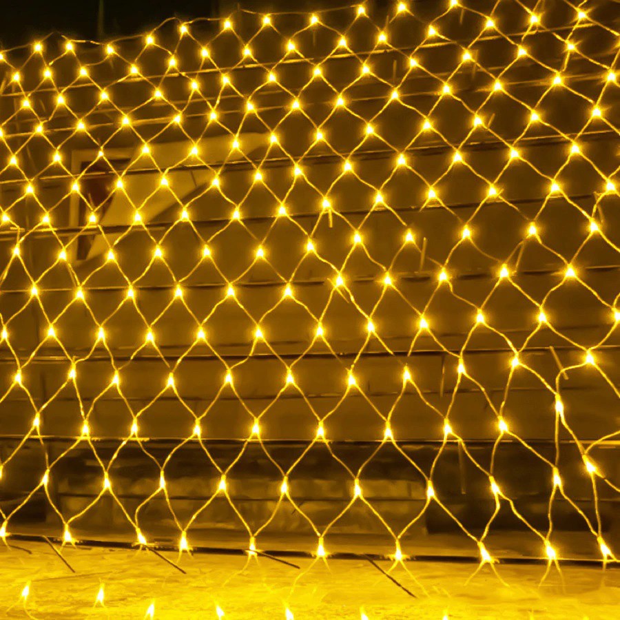 Rèm Đèn Led Treo Trang trí Ngoài Trời Dạng Lưới 1.5m 2m Chỉnh 8 Chế Độ