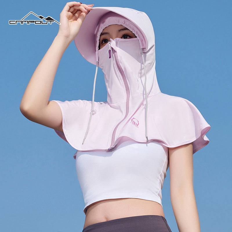 【CAMPOUT】Ice silk sunscreen mask full face female forehead and neck anti-ultraviolet hooded breathable outdoor cycling mask