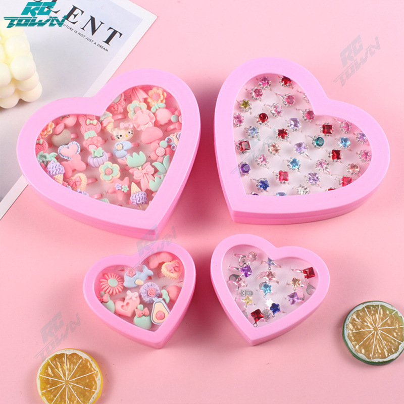 Trẻ Em Vòng Bộ tự làm Công Chúa Cô Gái Đồ Trang Sức Hình Trái Tim Hộp Quà Tặng Phong Cách Phong Phú Kích thước có thể điều chỉnh Đầy Màu Sắc Gạch ngọc pha lê Vòng