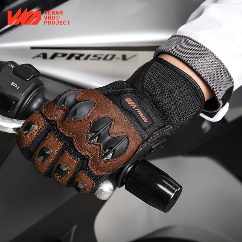 Summer Motorcycle Gloves Sheepskin Leather Breathable Motocross Gloves DH MTB Biker Cycling Guantes Moto Riding Gloves