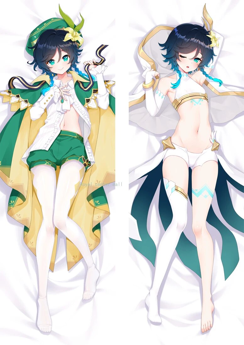 【Tech-savvy】 50x180cm Game Genshin Impact Travelling Poet Venti Cosplay Dakimakura Pillow Case Huggi