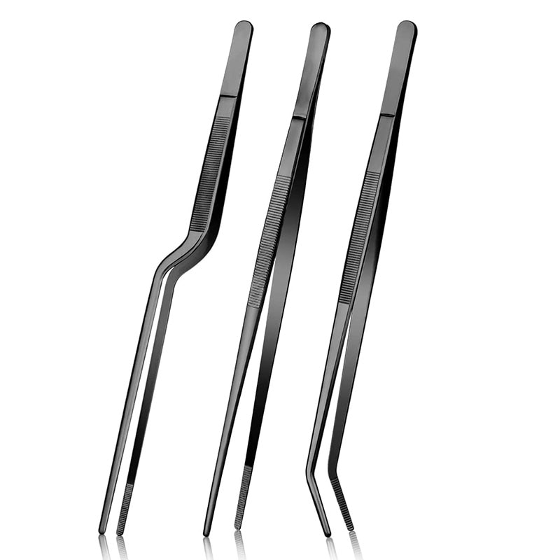 3 cái nấu ăn nhíp kẹp với răng cưa lời khuyên, thép không gỉ đầu bếp Nhíp thiết lập, dụng cụ nhà bếp cho Q, mạ & phục vụ