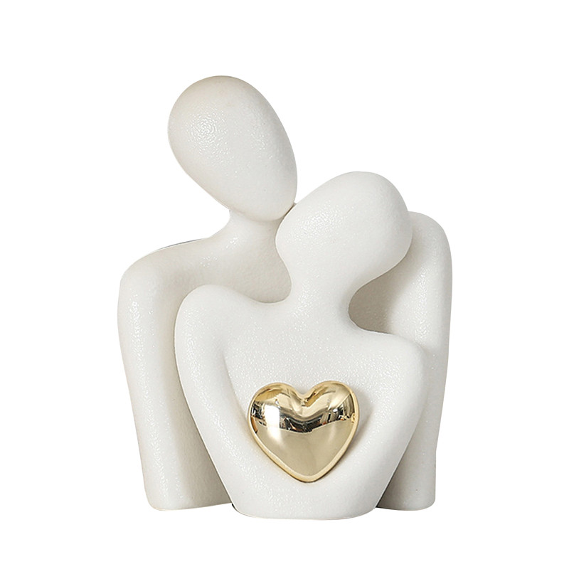 SandraT Abstract Couple Hugging Statue Modern Art Embracing Ceramic Lover Figurine Home Decor Couple Bedroom Decor