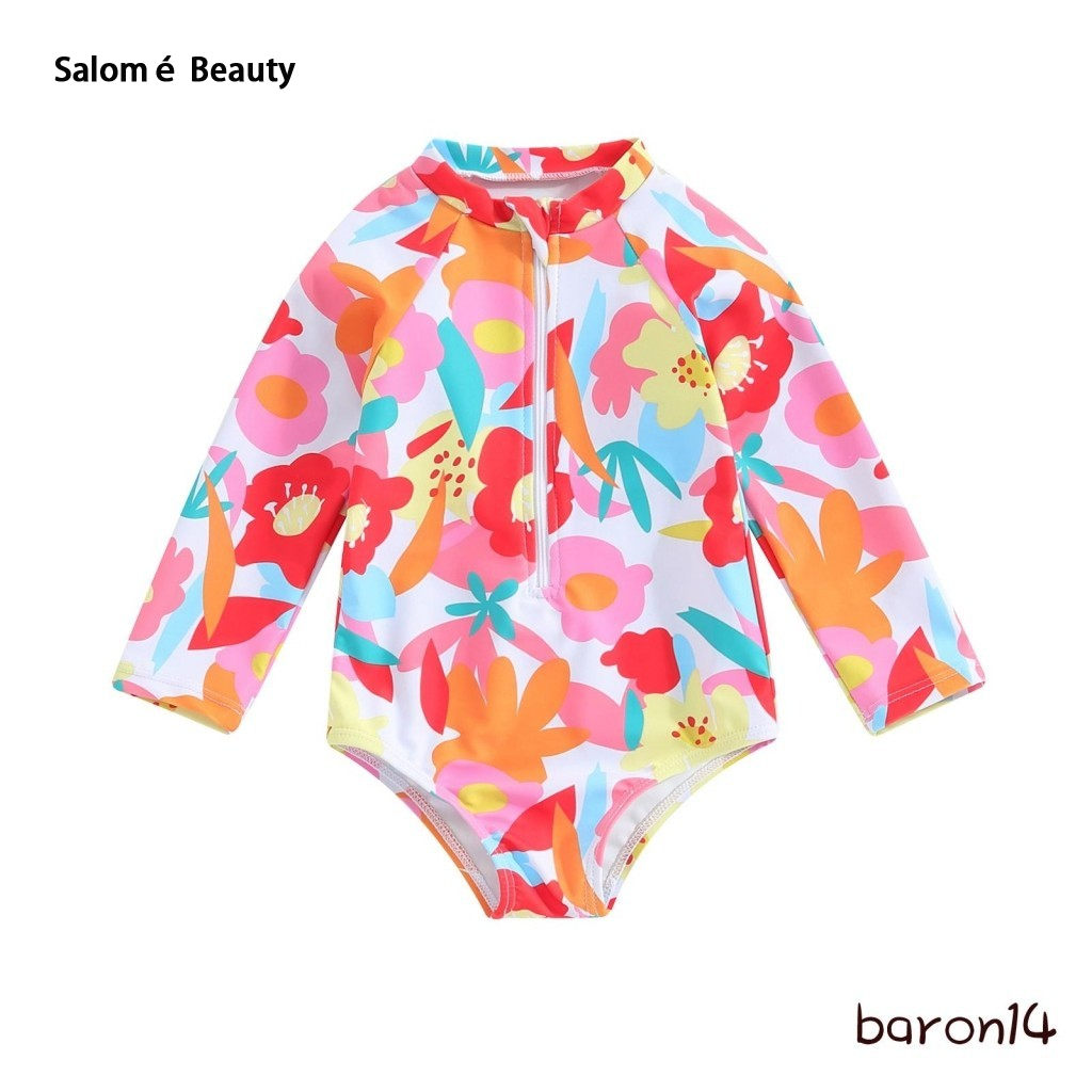 Salomé Beauty Preschool swimwear beach swimwear long sleeved swimwear round neck printed swimwear ราคา 150 บาท*ส่งฟรี