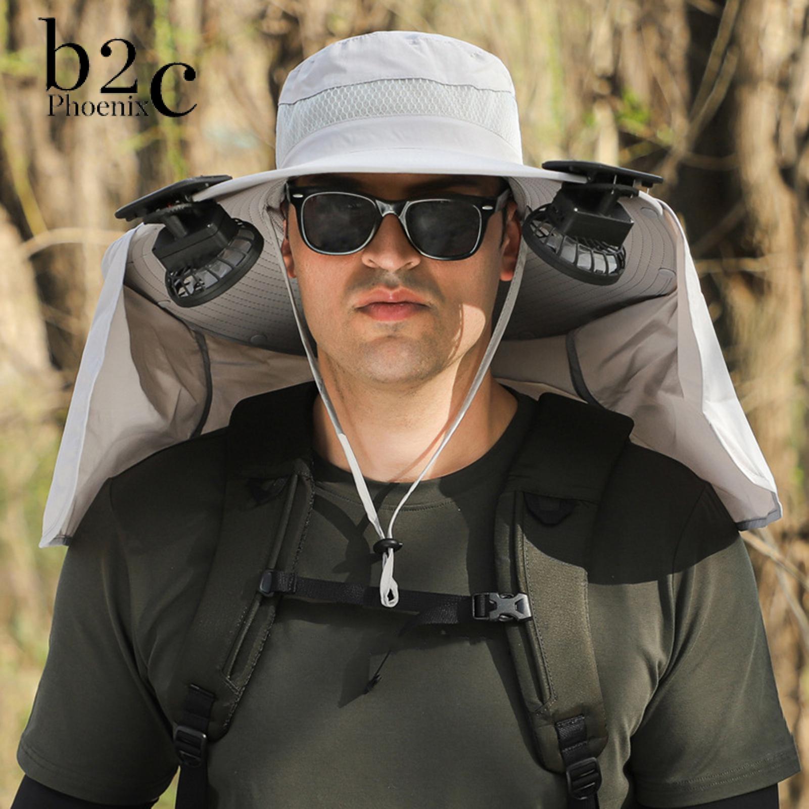 Phoenix B2C Adjustable Fishing Hat Fishing Hat with Fan Usb Rechargeable Solar Fan Hat with Upf 50 Uv Protection for Men and Women Breathable Wide Brim Sun Hat with Cooling Fans for Outdoor Summer Activities ราคา 580 บาท*ส่งฟรี