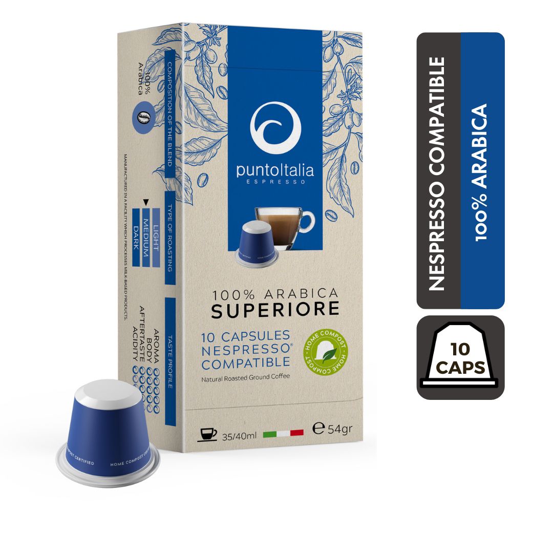 Punto Italia Espresso SUPERIORE 100% ARABICA Nespresso® Compatible Coffee Capsule (10 Capsules) ราคา 165 บาท*ส่งฟรี