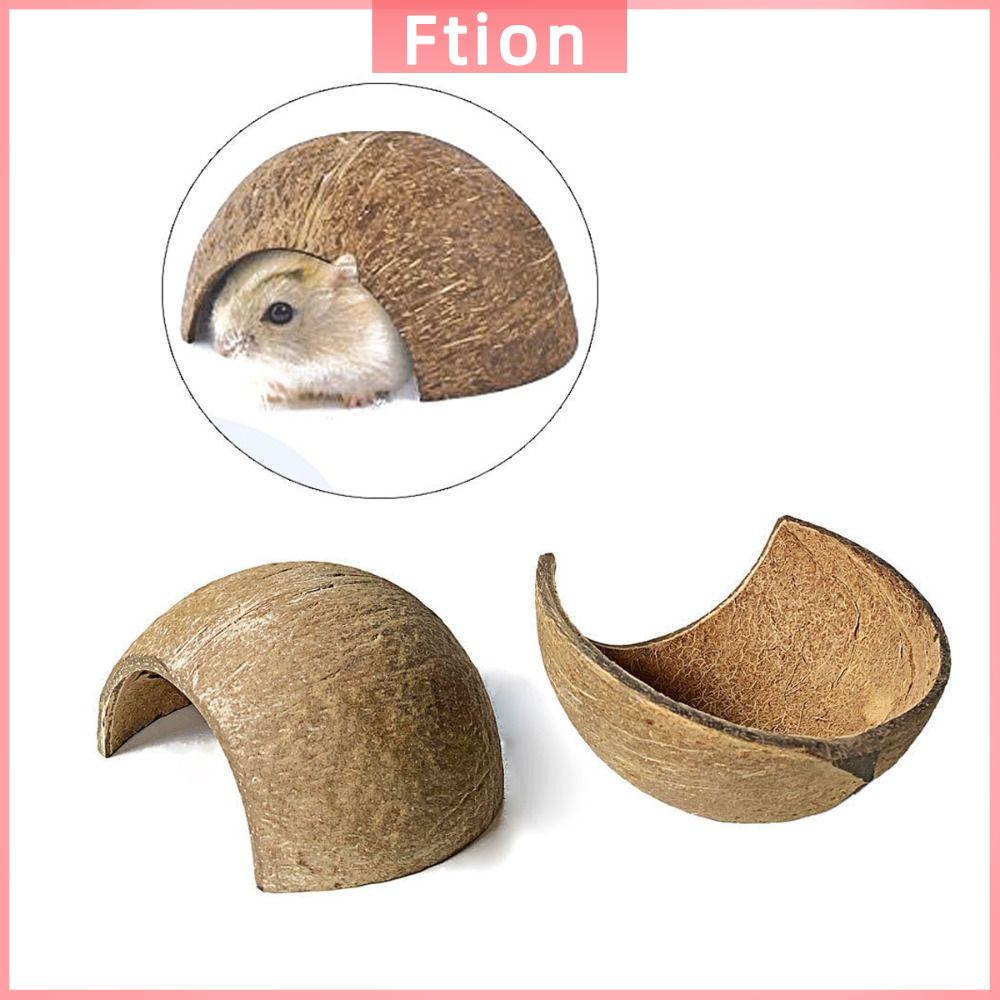 FTION Vỏ dừa tự nhiên Ổ Chuột Hamster vỏ dừa Chống cắn Đồ chơi thú cưng nhỏ NƠI ẨN NÁU chuột lang Sáng Tạo Môi trường sống ẨN NÁU của bò sát Chuột lang