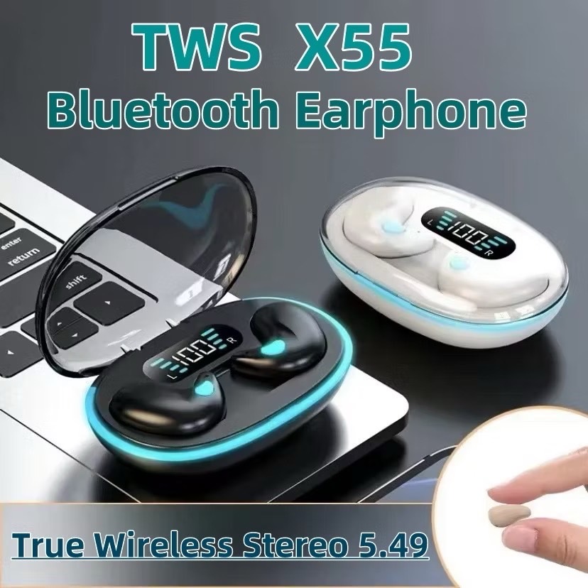หูฟัง Sleeping หูฟังไร้สายนอนบลูทูธ Bluetooth X55 จอแสดงผลLED ดูหนังไม่มีสะดุด กันน้ำกันเหงื่อ ราคา 95 บาท*ส่งฟรี