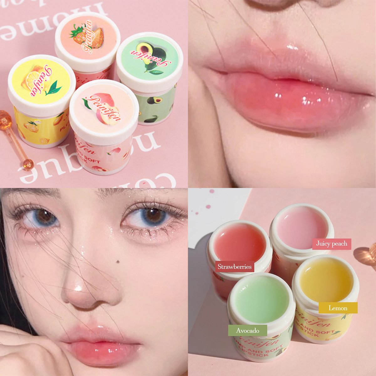 【LUCK】Mặt nạ môi Nhỏ Có Thể Giữ Ẩm Thạch Trái Cây Son Dưỡng Môi Không Màu Nuôi Dưỡng Mờ viền môi Son Bóng Môi Chăm Sóc Da Với Applicator