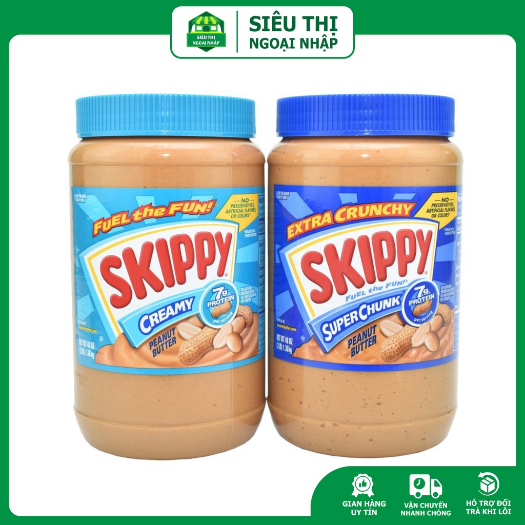 Bơ đậu phộng Skippy Creamy và Skippy Super Chunk 1.36 kg Peanut Butter