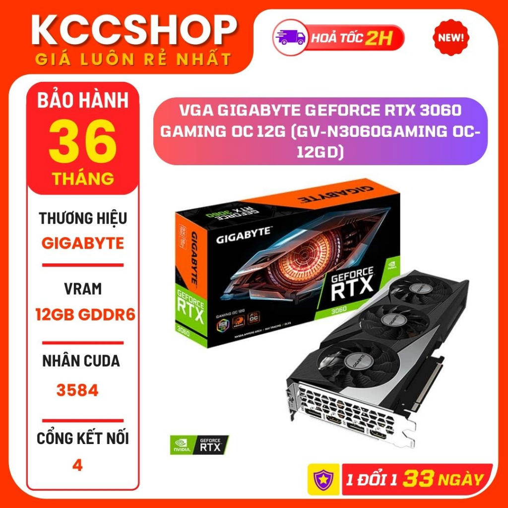 VGA GIGABYTE GeForce RTX 3060 GAMING OC 12G GV-N3060GAMING OC-12GD - Chính