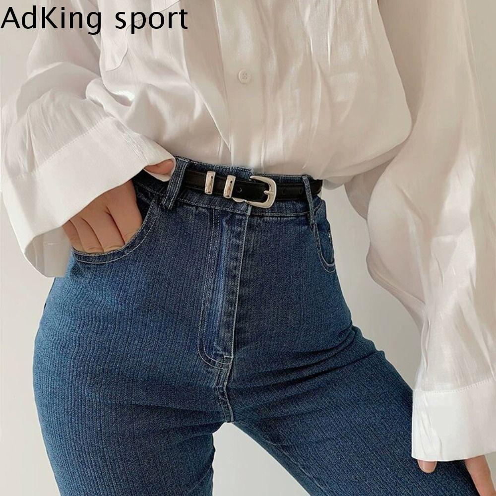 ADKING SPORT Khóa kim loại Thắt lưng da PU Đơn giản Bên mỏng Trang trí váy Thời trang Phong cách Hàn Quốc Thắt lưng mỏng Ngoài trời