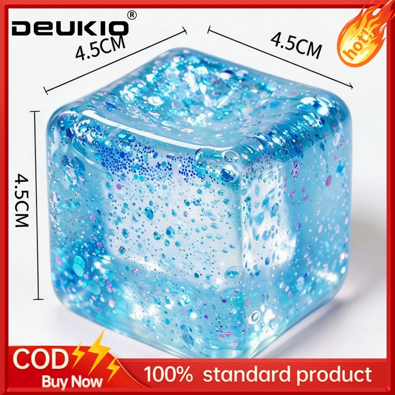 DEUKIO Transparent Ice Cube Stress Relief Toy with Snowflake Design - Soft Squishy for Relaxation and Fun ราคา 59 บาท*ส่งฟรี