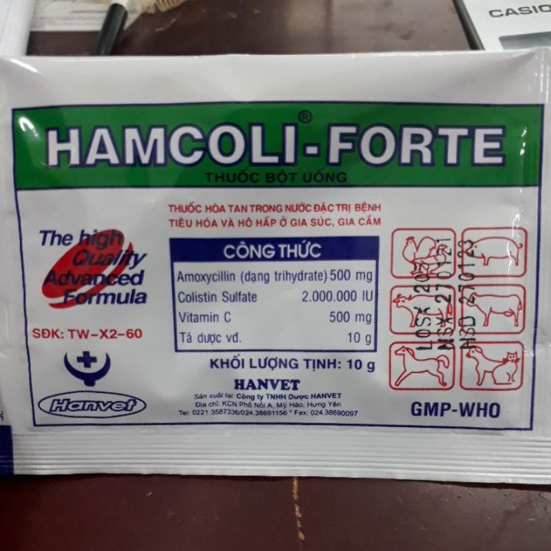 Amox colis - đặc trị bệnh tiêu hóa, hô hấp ở gia súc gia cầm (gói 10g)