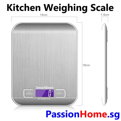 SmartGeez Kitchen Weighing Scale - Digital (Max 10kg, 1g) - Mini Multifunction Cooking Baking Measuring Tool Bake