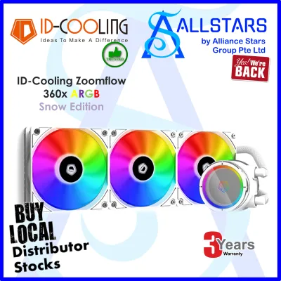 (ALLSTARS : We are Back / DIY CPU Cooler PROMO) ID-Cooling Snow Edition ZoomFlow 360X / ID Cooling ZoomFlow 360X / IDCooling Zoomflow 360X White Edition Closed Loop Liquid Cooler / 3x120mm Fans (Warranty 3 years with Local Distributor TechDynamic)