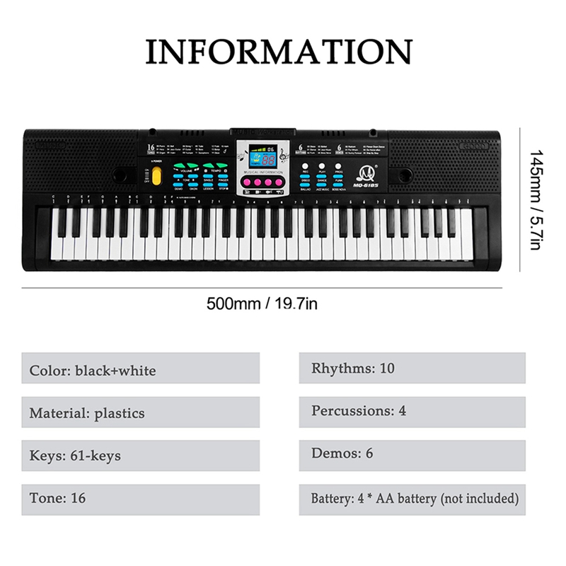 2X 61 Keys Electronic Piano Digital Music Electronic Keyboard Musical Instrument Gift with Microphone