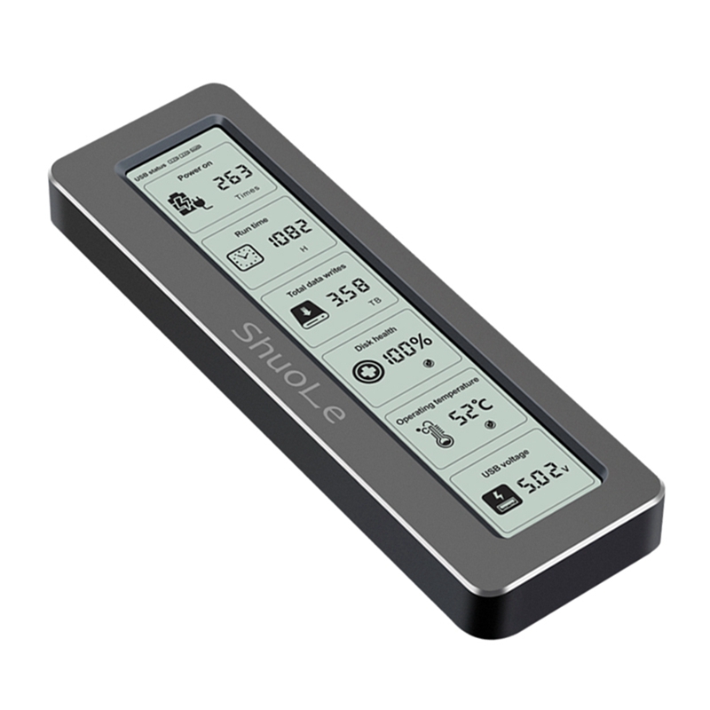 M. 2 NVME/NGFF Dual Protocol SSD Enclosure with Display Screen Intelligent Digital Health Detection Type-C 3.2 10Gbps