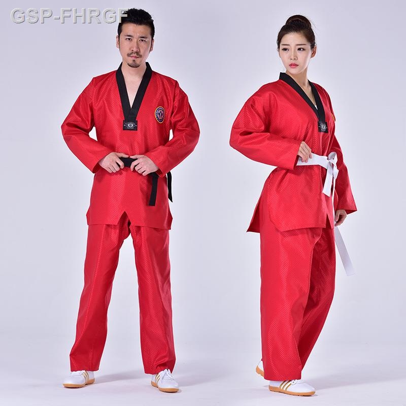 ✗ ¤ ❒ Uniforme de Taekwondo vermelho Azul tkd uniforme treino Para adultos karatê judo calças Preto 